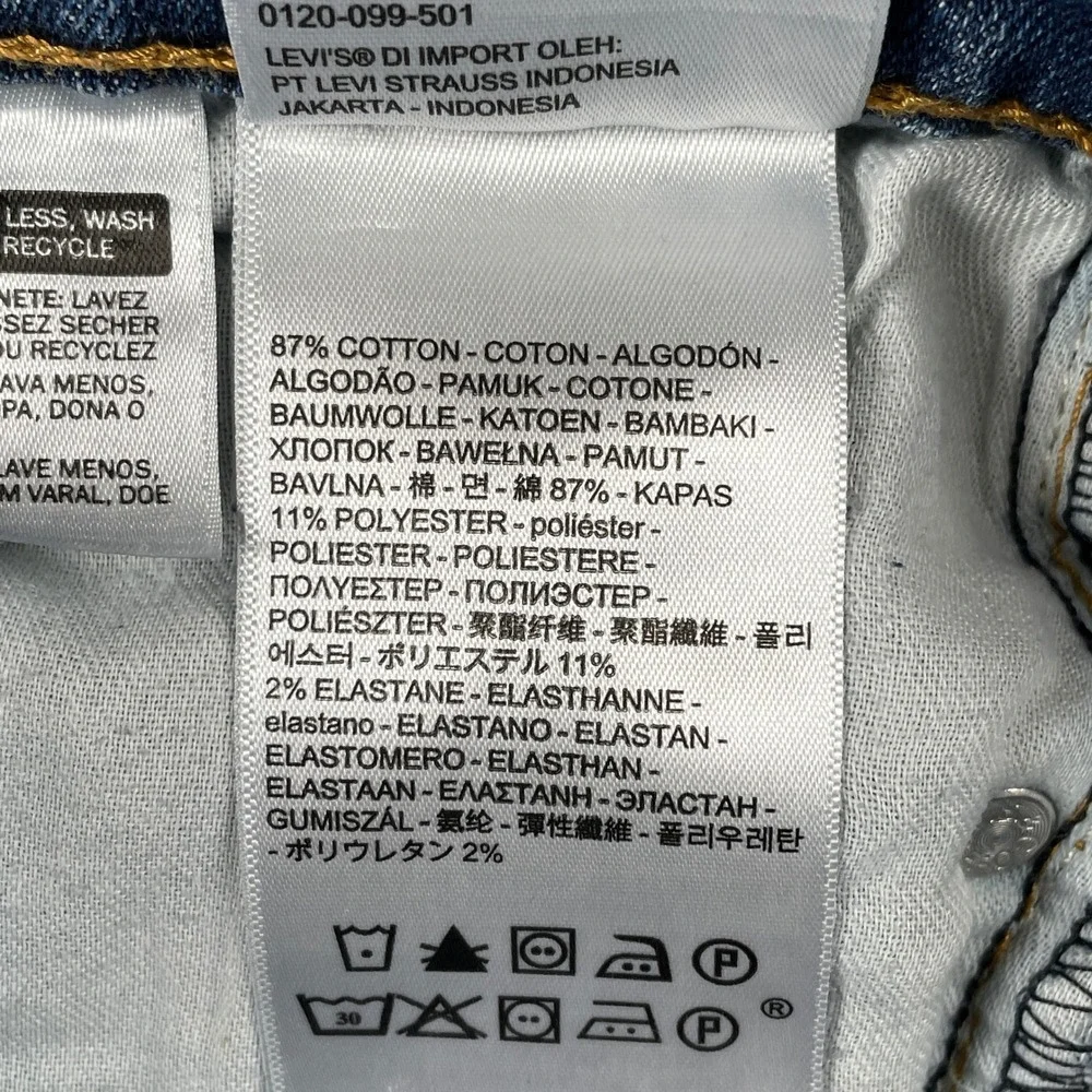 Levi's 511 Jeans Mens 28x30 Blue Slim Fit Stretch Denim Casual 5-Pocket 15863